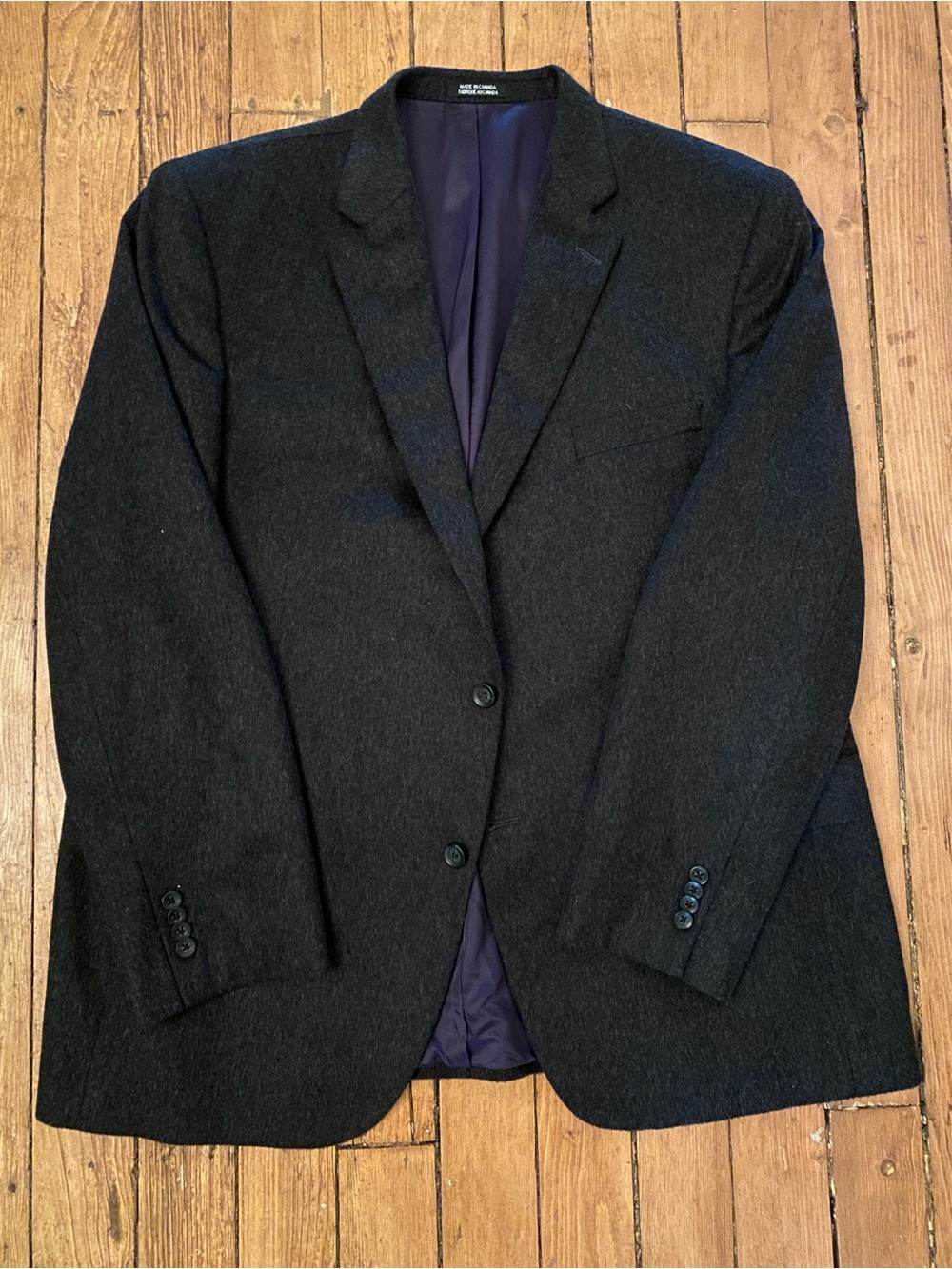 Men's Charcoal Gray cashmere Blazer - Classic Two-Button Jacket